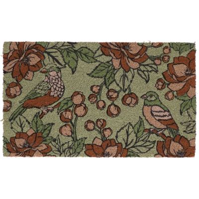Paillasson en fibres de coco Flowers and bird (Vert)