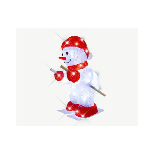 Idée simple：Bonhomne de neige skieur lumineux LED à lumière fixe blanc pur sur secteur - 24 x 18 x 33 cm