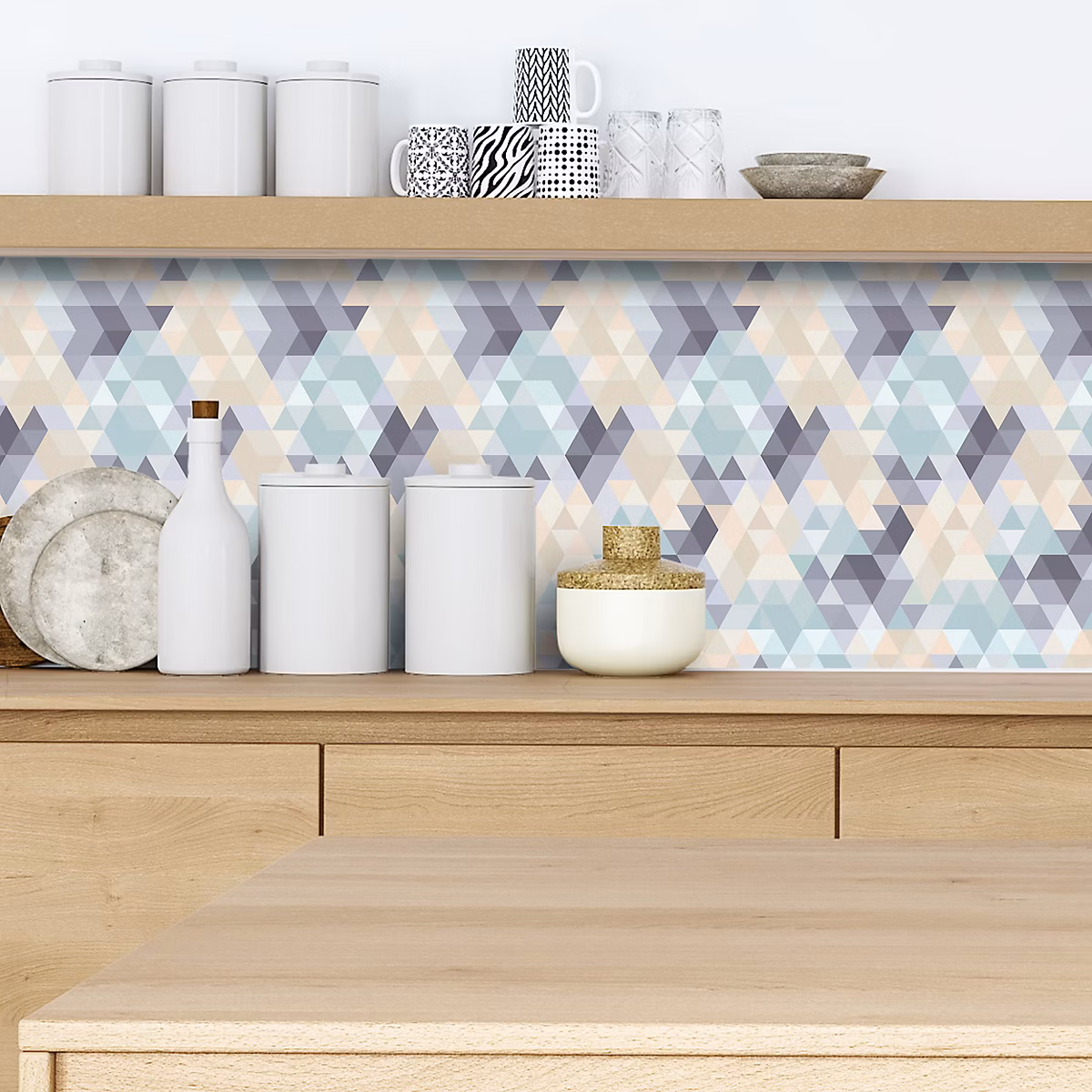 Crédence adhésive design mosaique triangle – 50 × 100cm