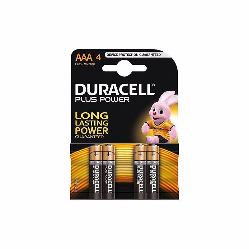 Duracell – Piles alcalines AAA LR03, Blister 4 unites, Longue duree