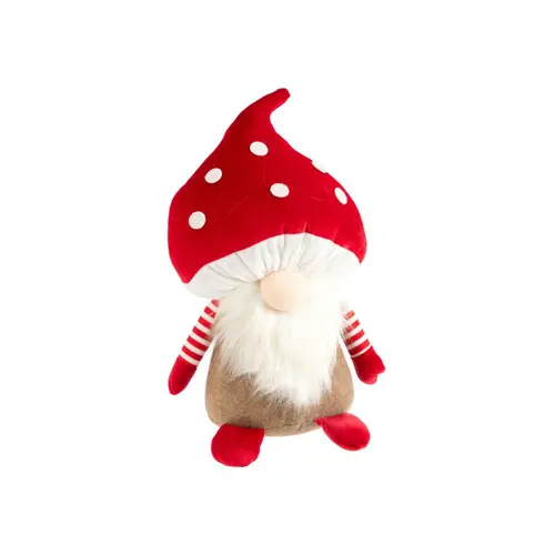 Pour vos envies d’extérieur：Gnome marron avec chapeau champignon rouge petit modèle - 36 cm