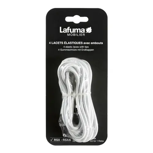 Le bon choix pour l’extérieur：Kit de lacets avec embout pour fauteuil relax blanc