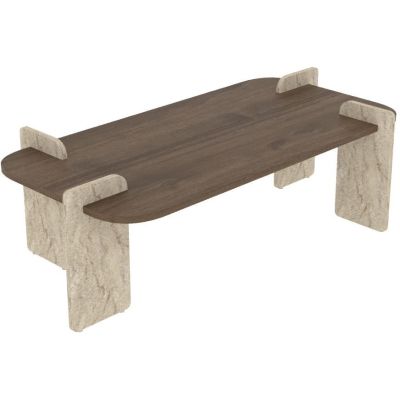 Table basse en aggloméré Leapiri (Noyer et travertine)
