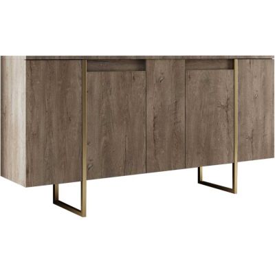 Buffet en aggloméré pieds en métal Luxe (Noyer et doré)