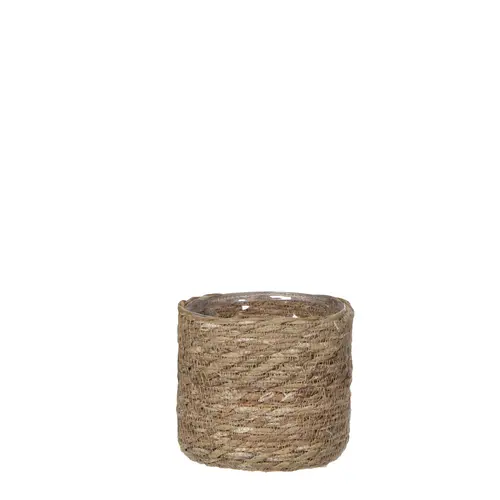 Pratique au jardin:Panier cache-pot coloris marron en osier Atlantic Mica Decorations - 14 x Ø 14 cm