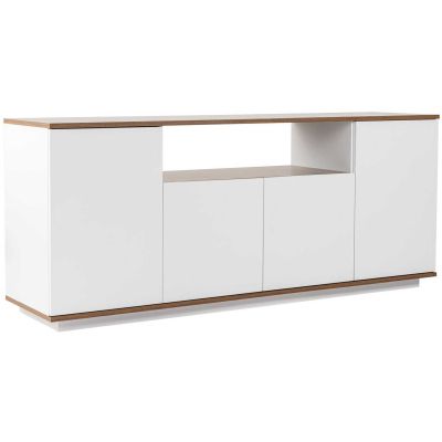 Buffet 4 portes en aggloméré Arista (Blanc et Noyer)