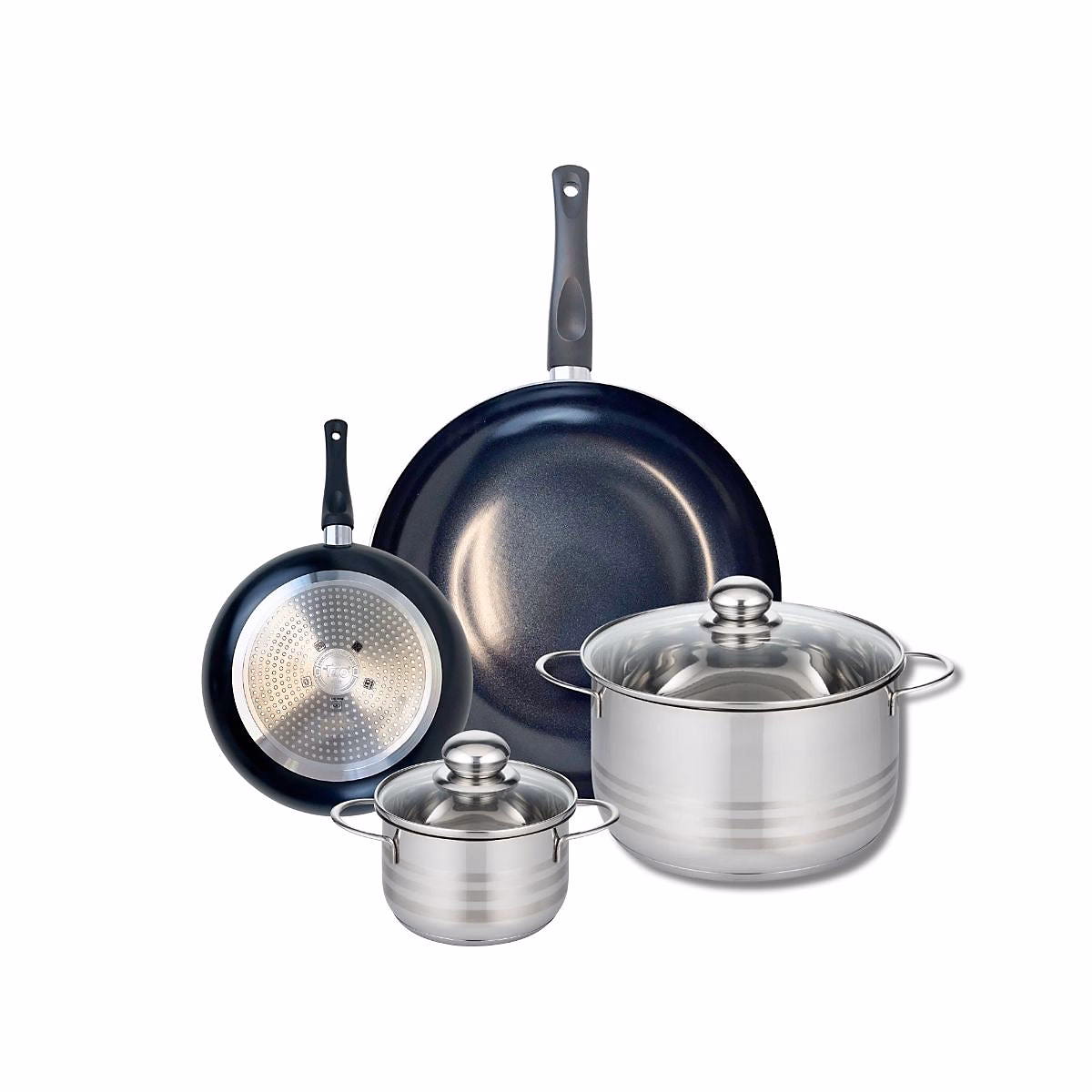 Ensemble de 2 Poêles de cuisson 20 et 32 cm et 2 faitouts 14 et 24 cm Elo Prima Brillant – Réf. PZCTEVIRD5714170810