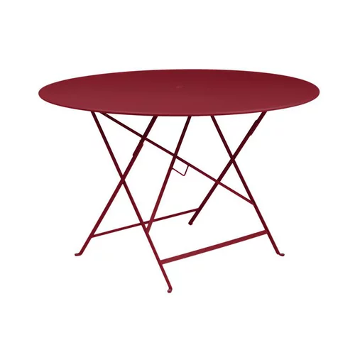 Extérieur utile：Table ronde pliante en acier coloris piment Bistro Fermob - Ø 117 x 74 cm