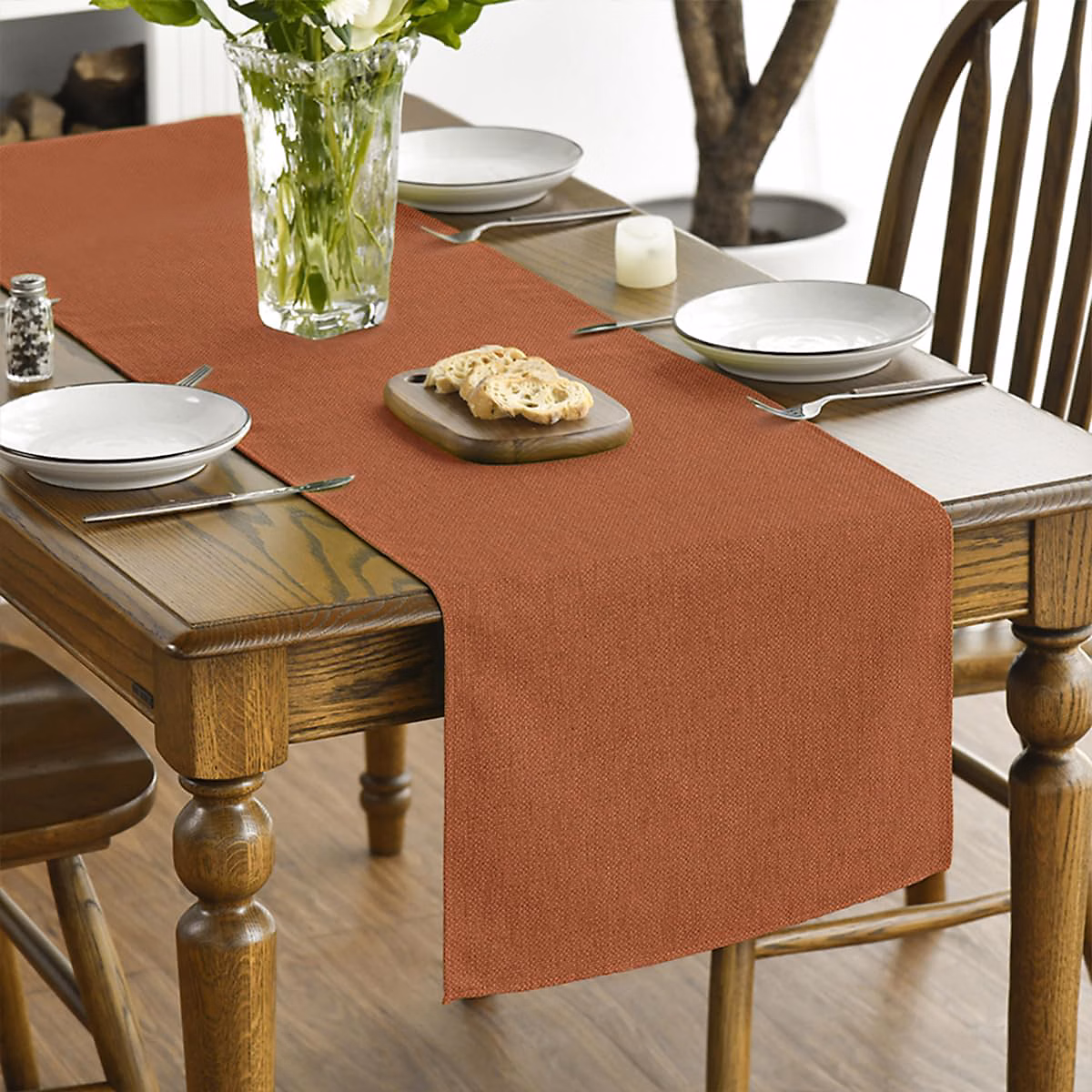 Chemin de Table Polyester Orange Rouille 40 × 100 cm