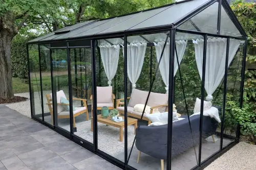 Au service de vos extérieurs：Serre de jardin R206H en aluminium 10,32 m² ACD - 232 x 445 cm