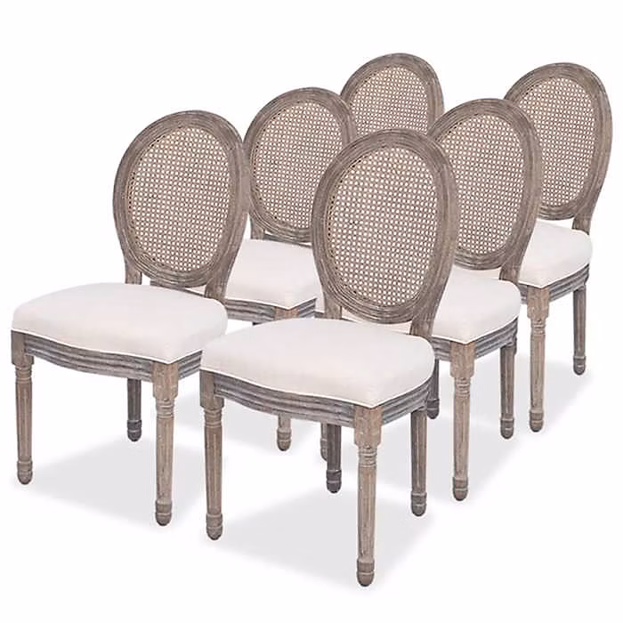Chaises de salle à manger – vidaXL | – Tissu en lin | Couleur crème | Style contemporain | lot de 6