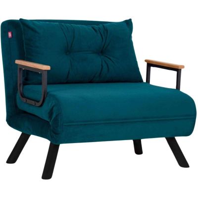 Fauteuil convertible en tissu Sando (Bleu pétrole)