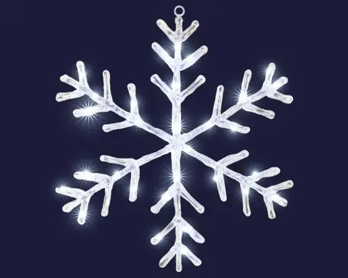 Équipement jardin：Flocon lumineux en acrylique à 30 micro-LED blanc froid et câble argent sur piles - Ø 36 cm