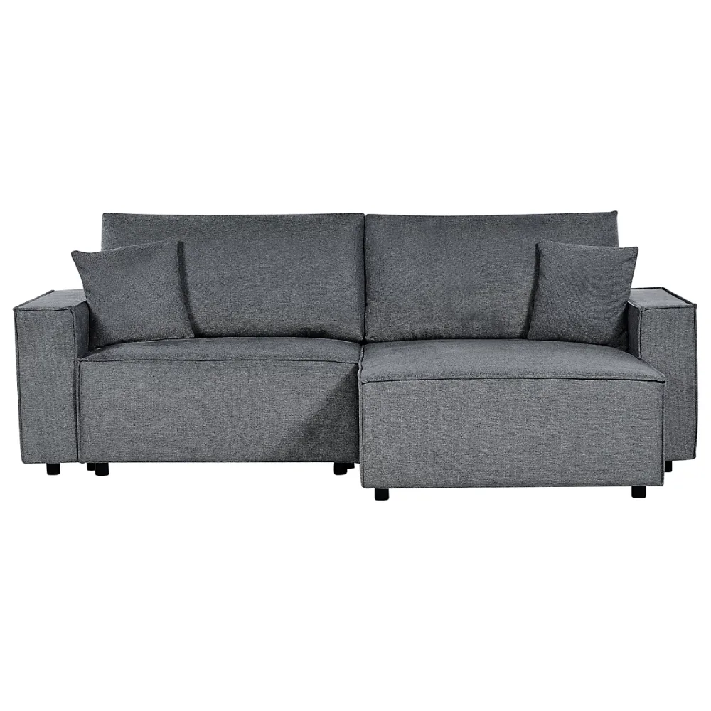 Canapé-lit d'angle 3 places KARILA avec rangement Tissu Gris foncé Côté gauche – Réf. ZPDSQWEYL0859472108