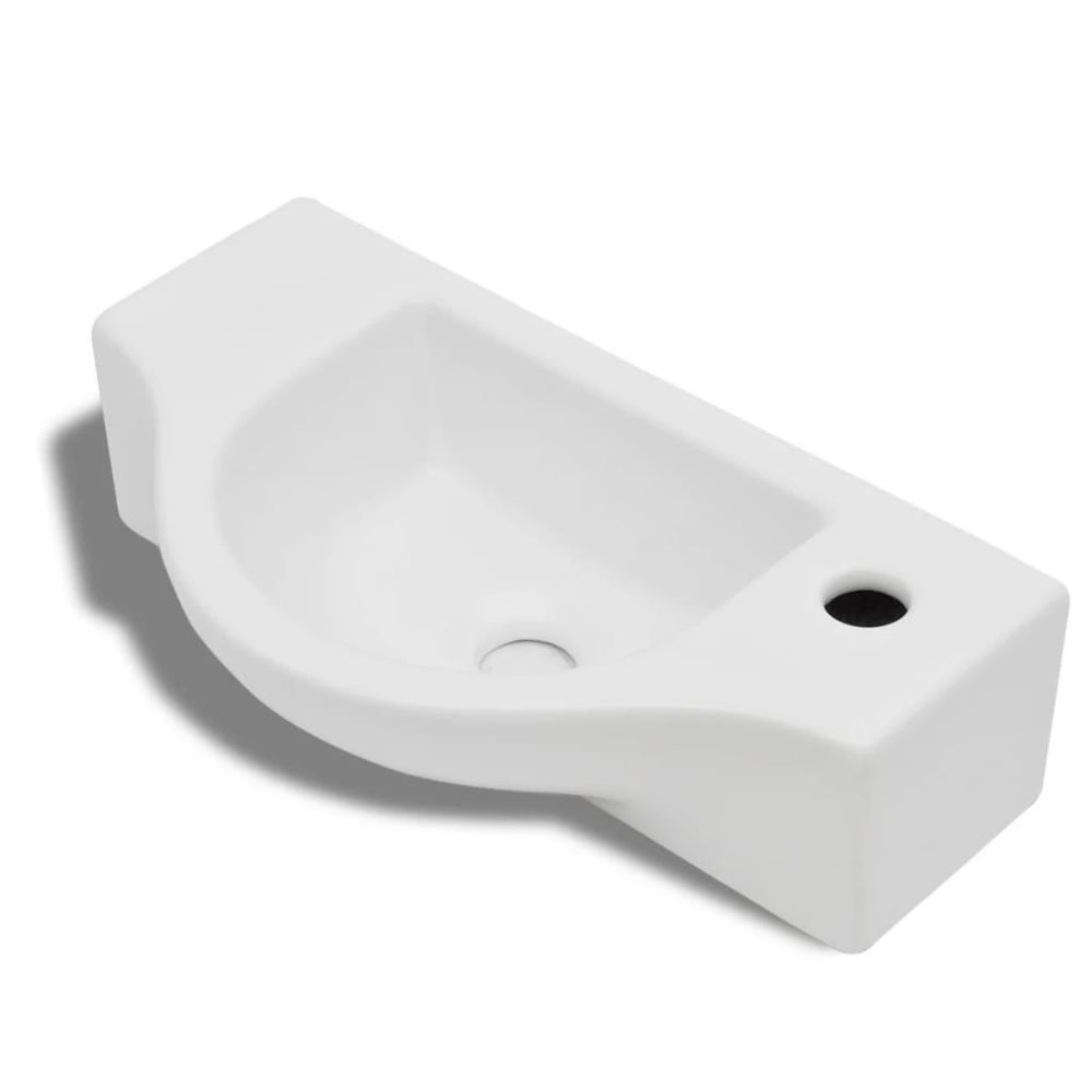 VIDAXL Vasque a trou pour robinet ceramique blanc pour salle de bain