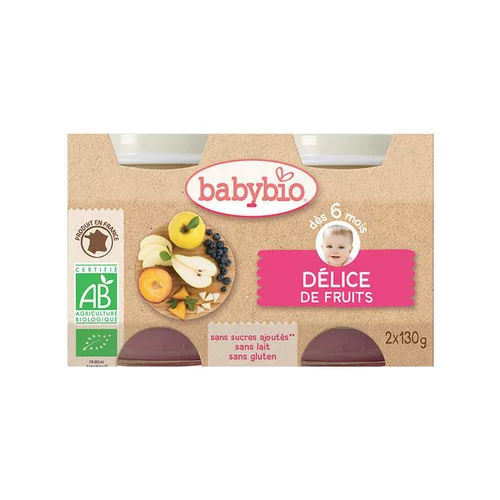 Le pratique pour l’extérieur:Petits pots délice de fruits Babybio 2 x 130 g