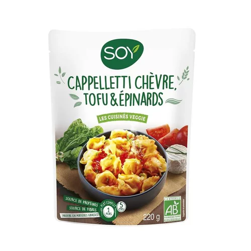 Le compagnon de vos extérieurs：Cappelletti chèvre tofu épinards bio Soy - 220 g