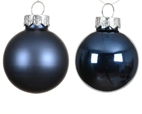 À avoir pour l’extérieur：Ensemble de 20 boules en verre brillant et mat bleu nuit - Ø 6 cm