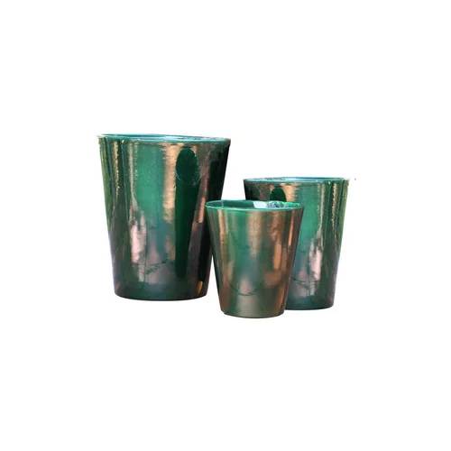 Pour aménager vos extérieurs：Pot en terre émaillée vert Jade Les Poteries d’Albi Sydney - Ø 45 x H 61 cm