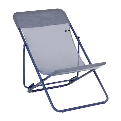 Univers végétal:Maxi transat en tube acier et toile Batyline bleu indigo Lafuma Colorblock- 62 x 83 x 94 cm