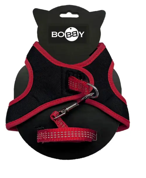 Style jardin:Ensemble sellerie pour chat coloris rouge pack harnais et laisse Bobby Safe - Taille XS