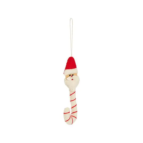 Pour le jardin：Décoration à suspendre forme canne de Père Noël en feutrine rouge et blanc - 2 x 7 cm