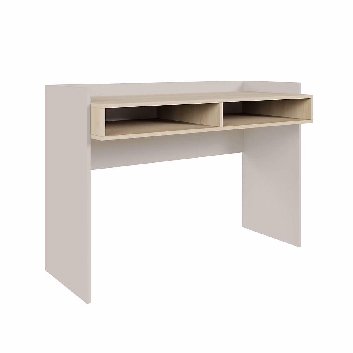 Aménagement bureau – Bureau 2 niches beige cachemire aspect chêne 120 cm TABISE