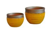 Extérieur plaisir：Pot Austral Ibiza Sunshine en terre cuite émaillée H 16 x Ø 20 cm