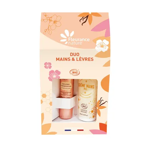 Au service de vos extérieurs：Duo stick lèvres et crème mains bio miel Fleurance Nature