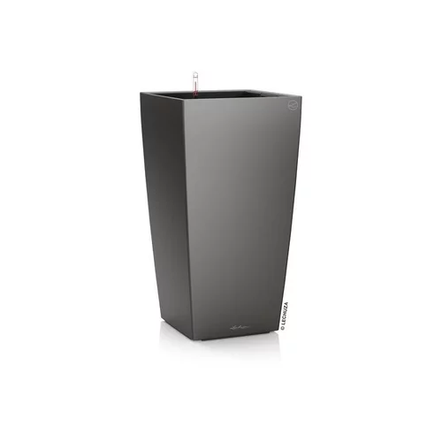 Jardin confort plus：Pot à réserve d'eau anthracite métallis Lechuza Cubico kit complet - Ø 30 x H 56 cm