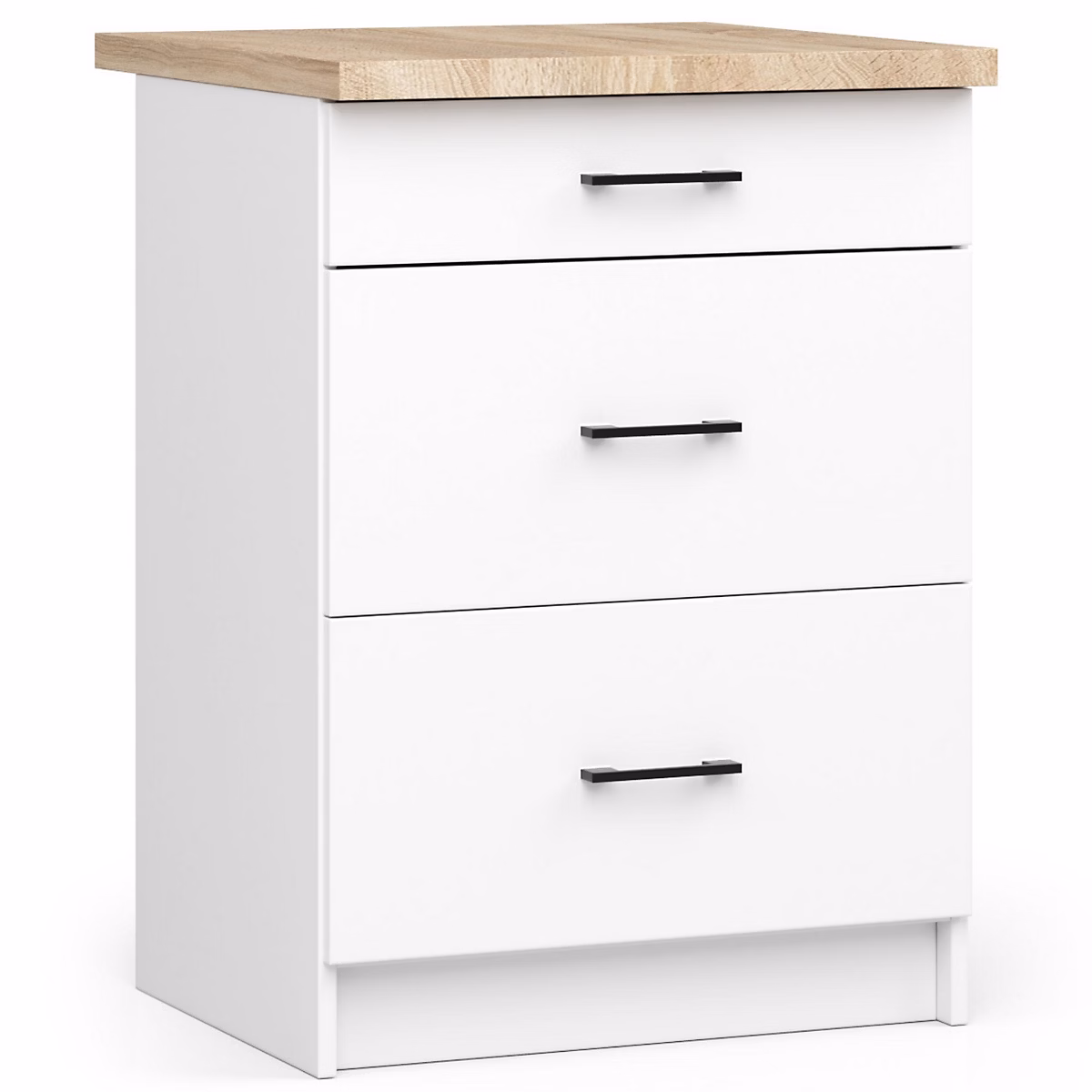Armoires de cuisine basse AKORD S60 OLIWIA modulable Blanc 60 cm 3 tiroirs façade Blanche 60 × 46 × 85 cm