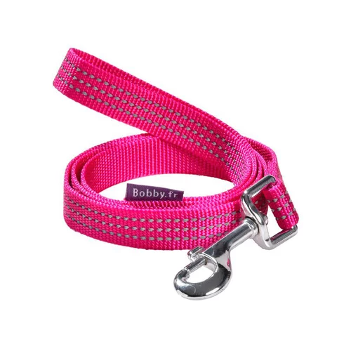 Sélection jardin:Laisse pour chien coloris fuchsia en nylon tressé Bobby Safe – Taille L