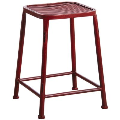 Tabouret carré en métal (Rouge)