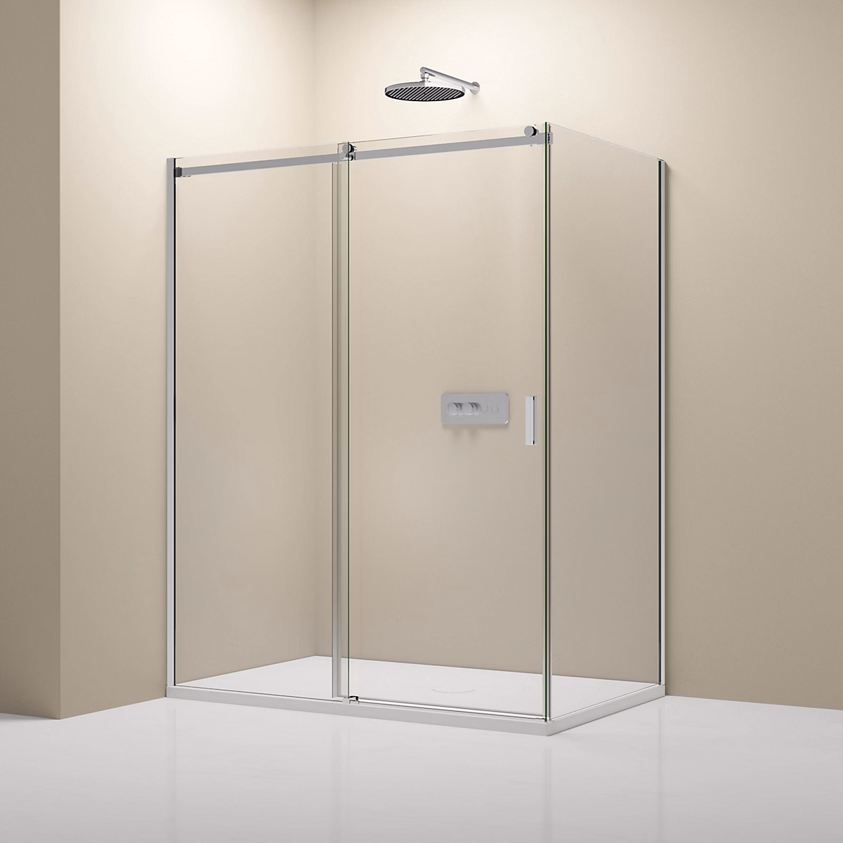 Cabine de douche d'angle – verre clair 6mm, porte coulissante, NT806 FLEX 130 × 90 × 195cm