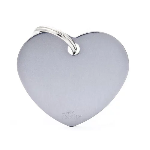 Essentiel pratique:Médaille basic grand cœur pour chien en aluminium gris