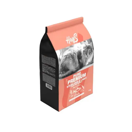 Les incontournables du jardin:Croquette pour chat adulte stérilisé au saumon light Hays Pure Premium - 2 kg