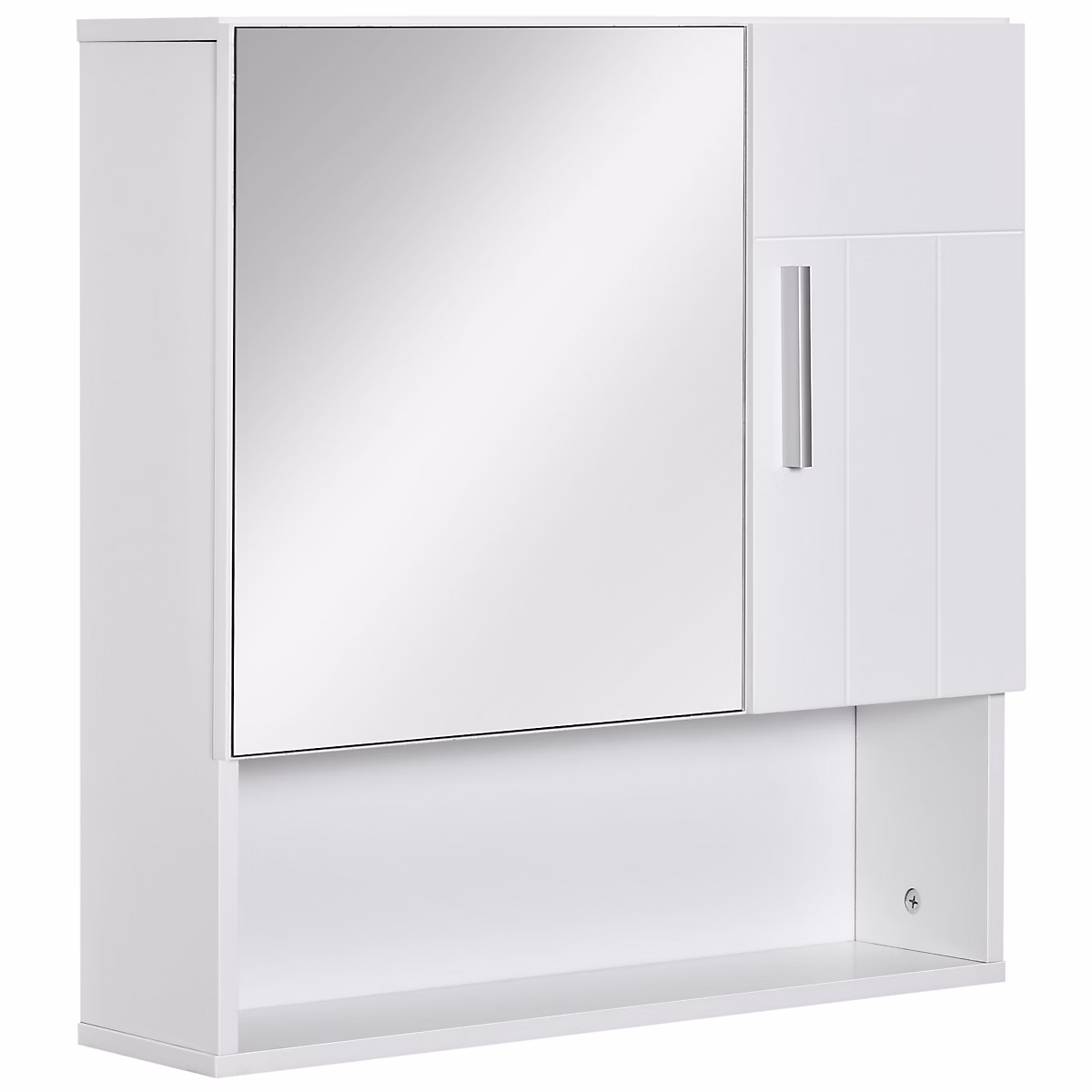 Armoire murale miroir de salle de bain – 2 portes, étagères, niche, dim. 54L x 15, 2l x 55, 3H cm, MDF blanc