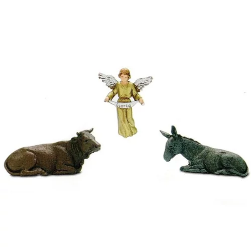 Pour vos besoins au jardin:Santons âne, bœuf et ange - 8 cm