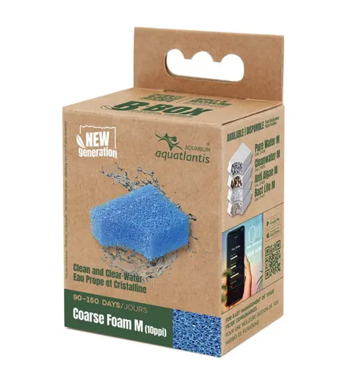 Un choix malin pour l’extérieur:Mousse de filtration grosse pour aquarium coloris bleu Aquatlantis B-Box coarse foam - Taille M