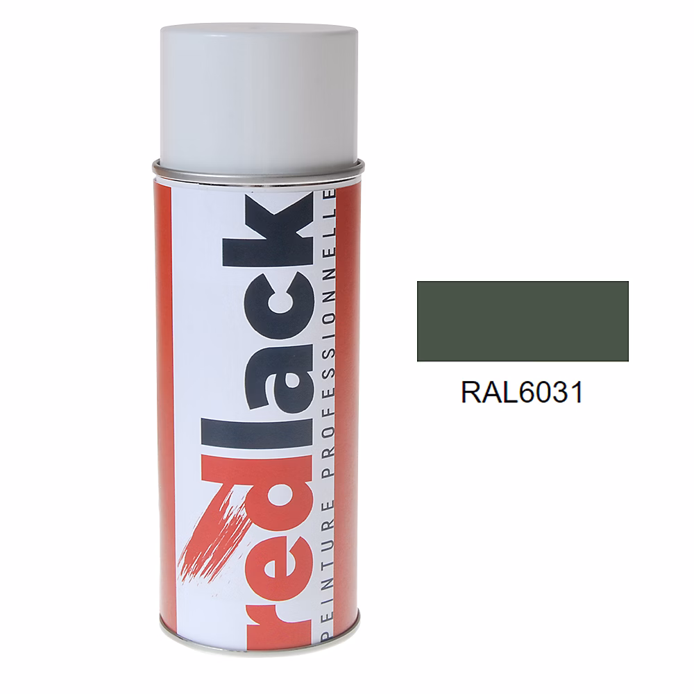Bombe de peinture Aérosol – spray | 400ml | RAL 6031 Vert Camouflage Bronze | Brillant | multisupport | Redlack | RAL6031