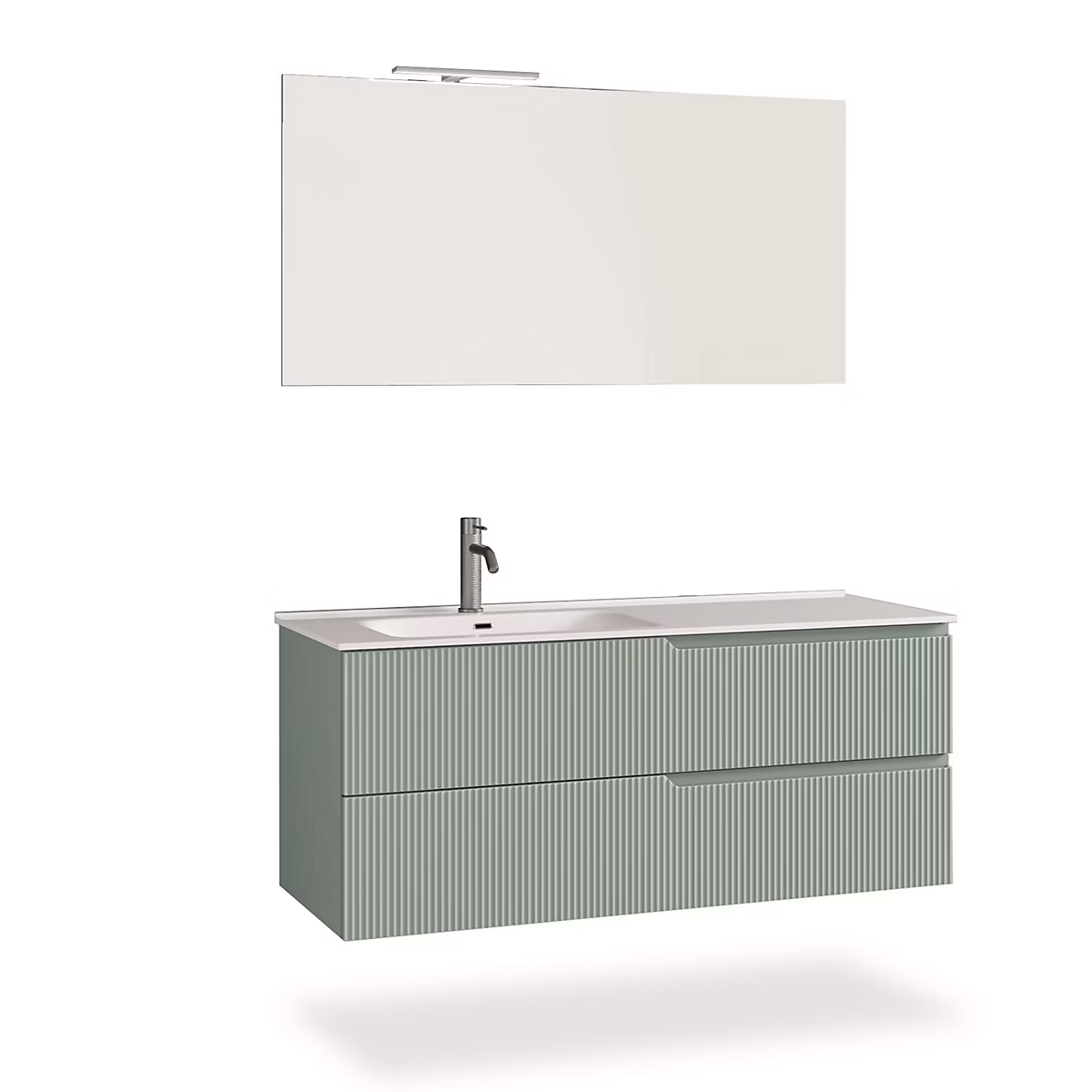 Ensemble meuble de salle de bains – Ensemble salle de bain vasque gauche 4 pièces VENERE vert sauge