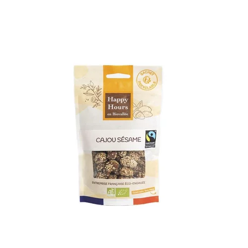 Choix extérieur：Cajou sésame Miel bio en sachet Happy Hours en Biovallée - 115 g
