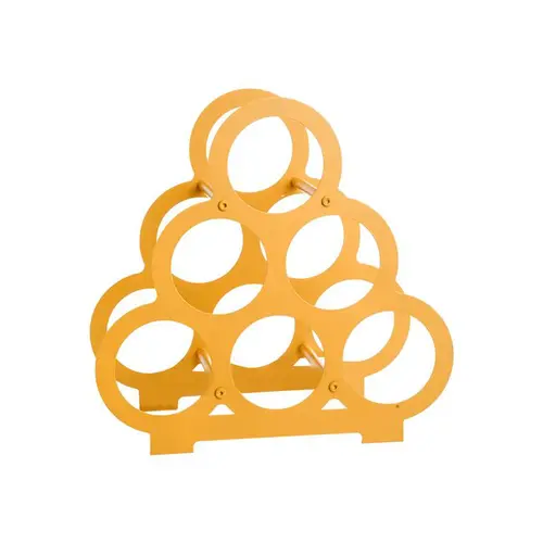 Solution au jardin：Porte-6 bouteilles forme pyramide en métal jaune - 38 x 18 x 37 cm