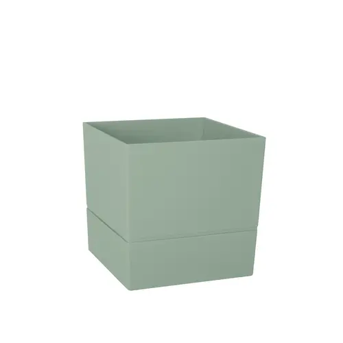 Essentiel extérieur:Pot carré en plastique à réserve d'eau coloris vert amande Poetic Aquaduo - 14,3 cm