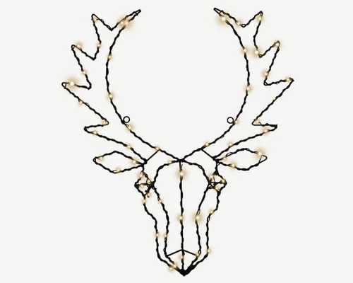 Pour enrichir votre univers jardin:Décoration festive tête de cerf micro LED coloris blanc chaud - 50 x 3,5 cm