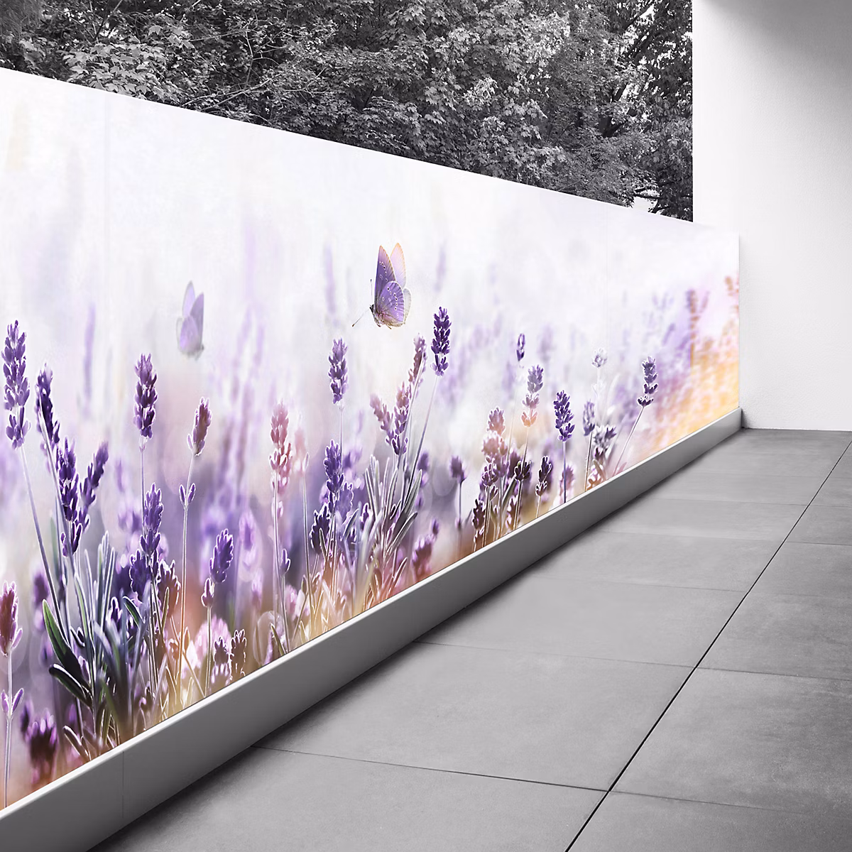 Brise vue Trompe l'oeil – 90 × 382 cm | Lavandes 3617689696294