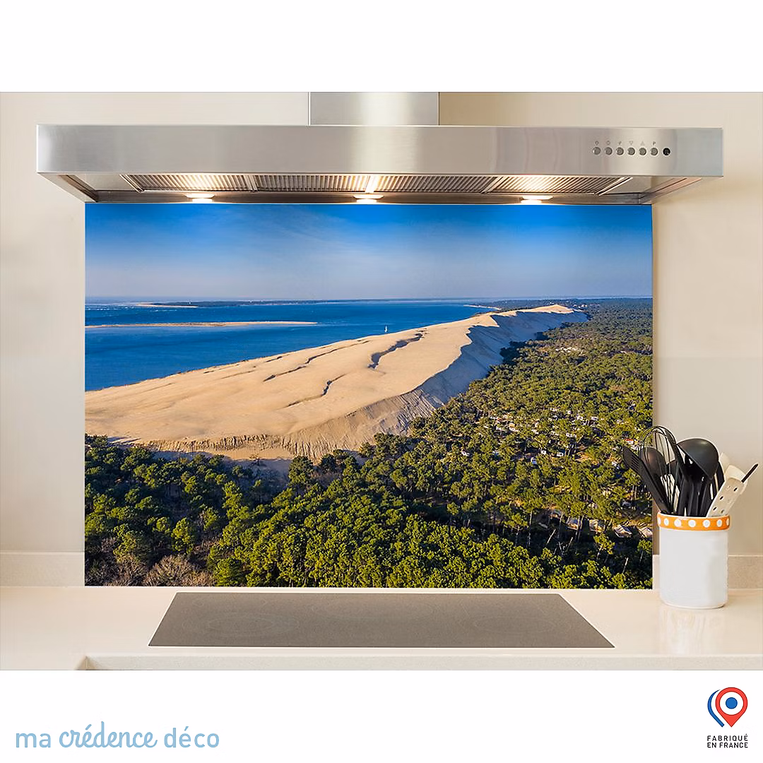Crédence cuisine fond de hotte Dunes du pilat | Verre trempé – L 90 cm x H 60 cm – MaCrédenceDéco