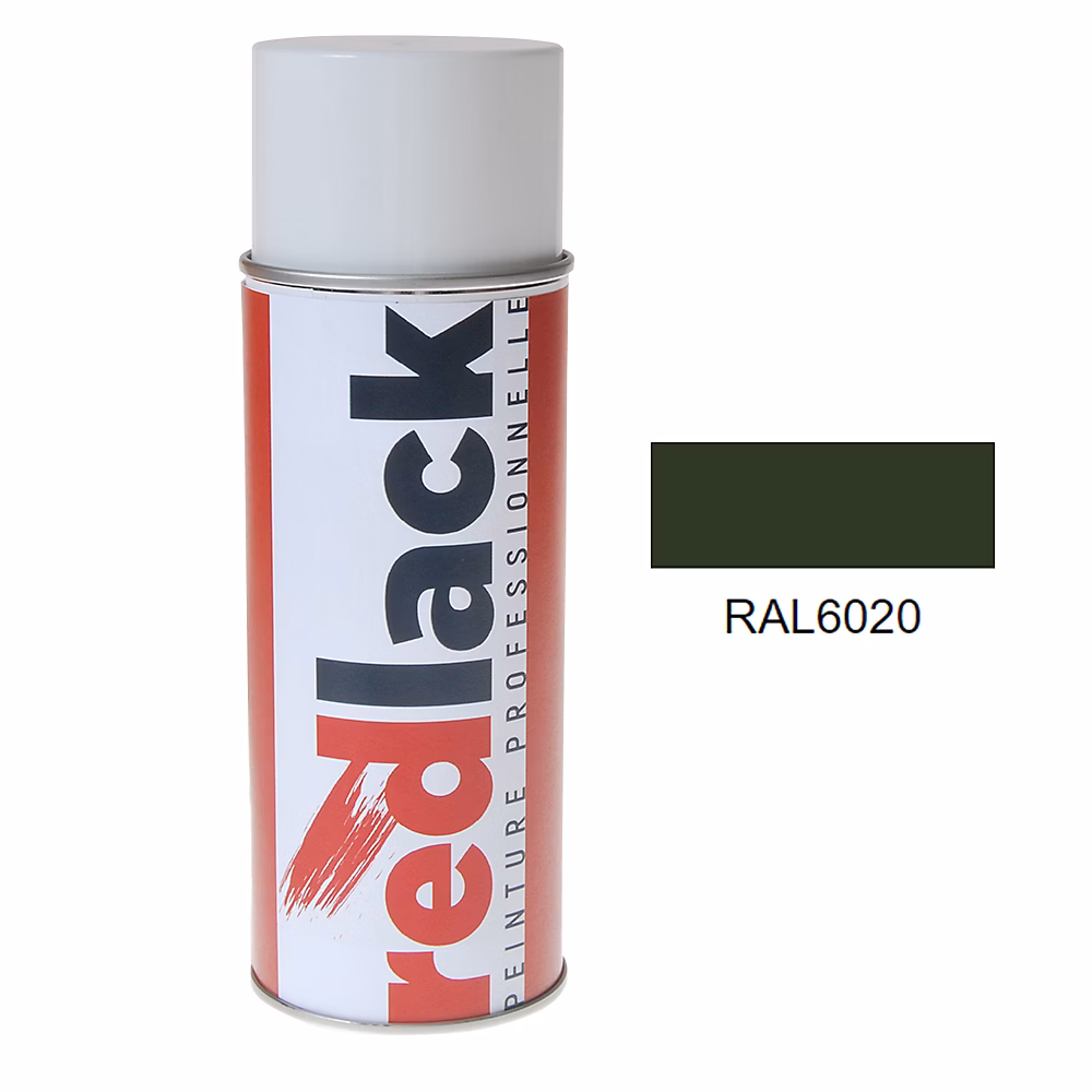 Bombe de peinture Aérosol – spray, 400ml, RAL 6020 Vert oxyde chromique, Mat, multisupport, Redlack, RAL6020