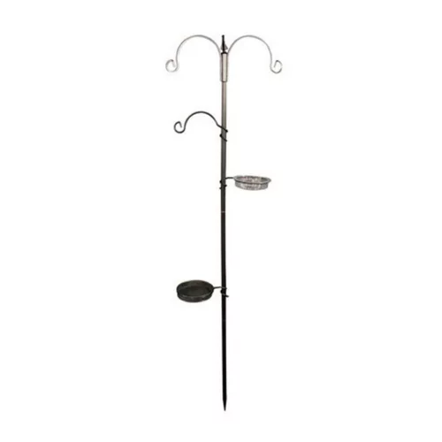 Ambiance jardin：Station d'alimentation melva noire à 5 supports 50 x 20 x 189 cm