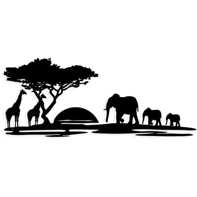 Décoration murale en métal Nature (Baobab et animaux)